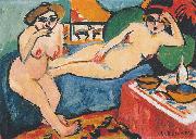 Ernst Ludwig Kirchner Zwei Akte auf blauem Sofa oil painting artist
